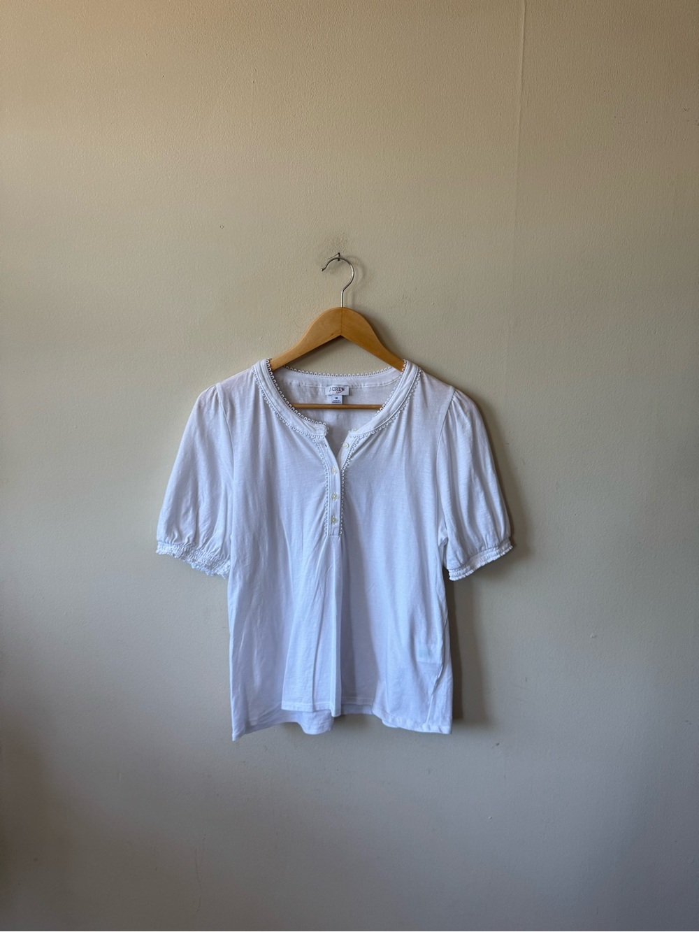 J. Crew White Henley Top with Loop Trim - Picture 6 of 8
